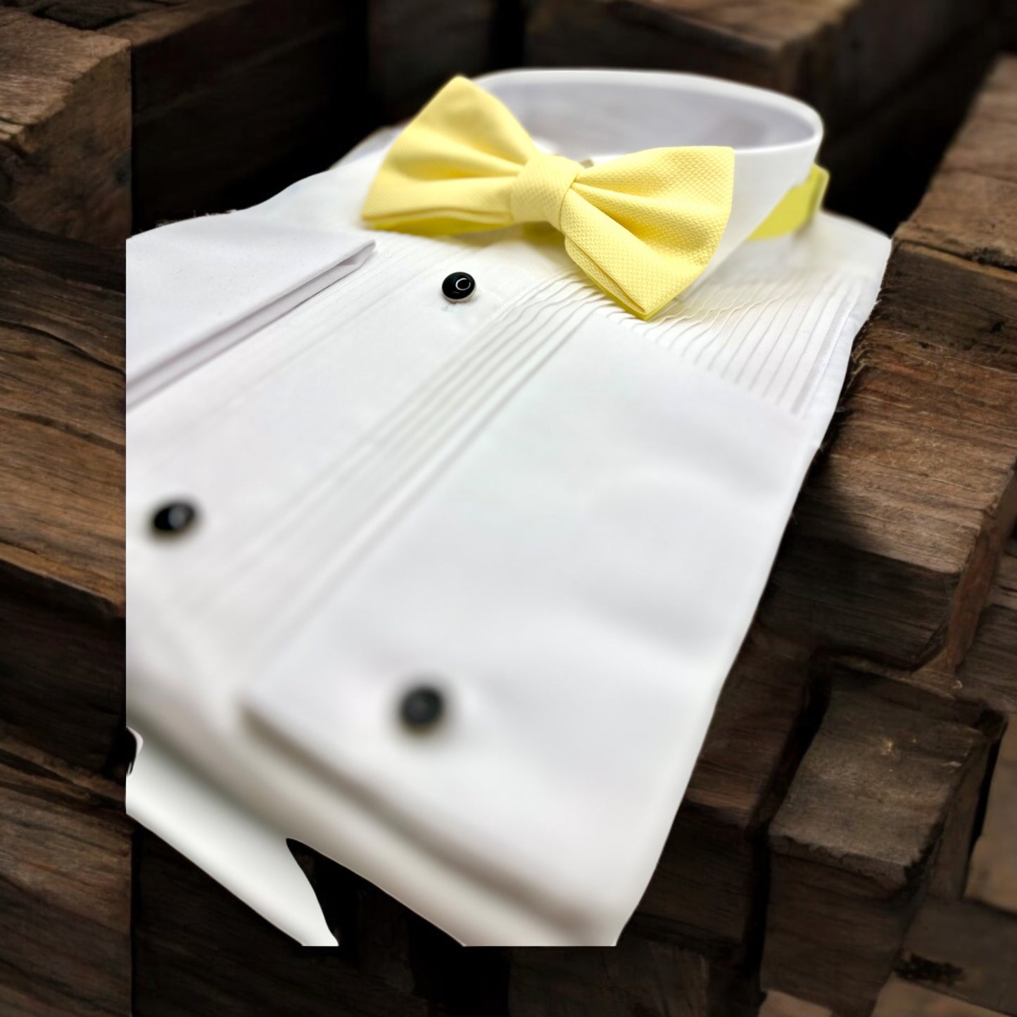Lemon Yellow  Bow Tie with Adjustable Strap-Reversible Silky and Textured Fabric