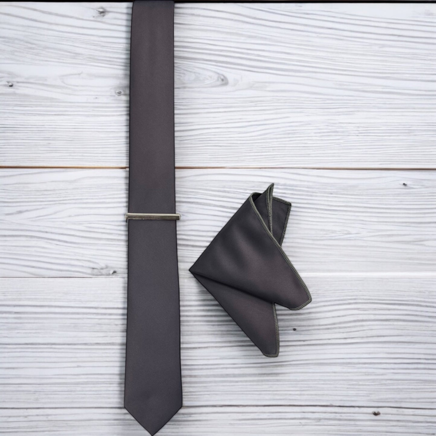 Charcoal Gray - Istanbul Fashion Slim Tie, Plain Satin