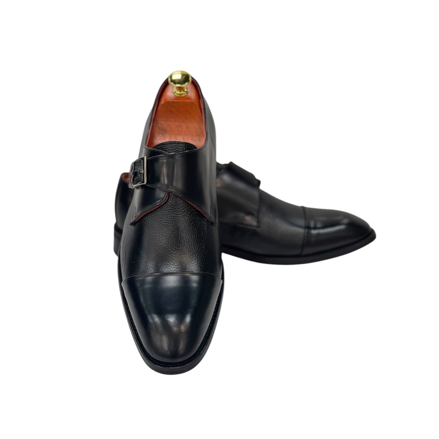 Black Istanbul Fashion by Raad Red Bottom Mat Shoes With Unique Detailed side Buckle-3052