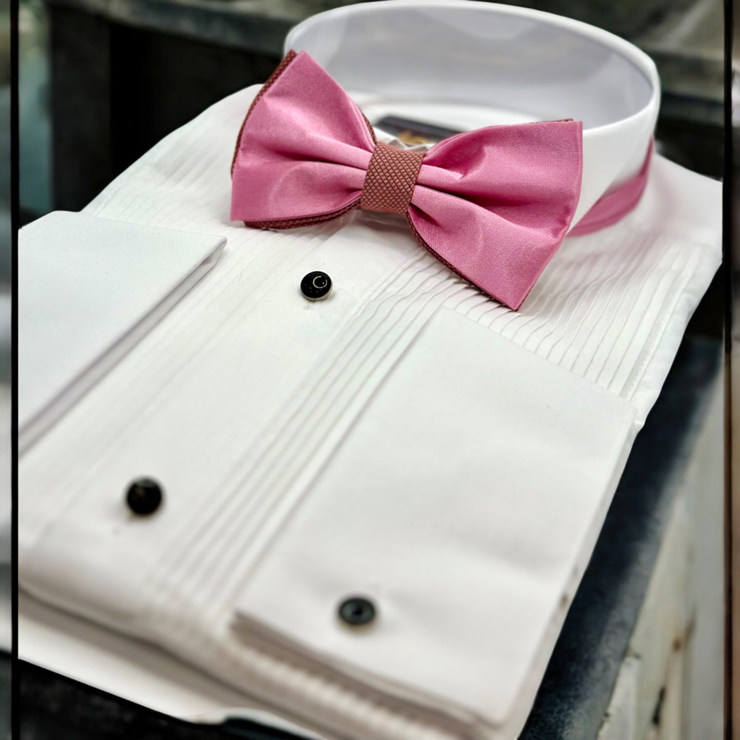 Rose Pink Satin Tie with Adjustable Strap -Reversible