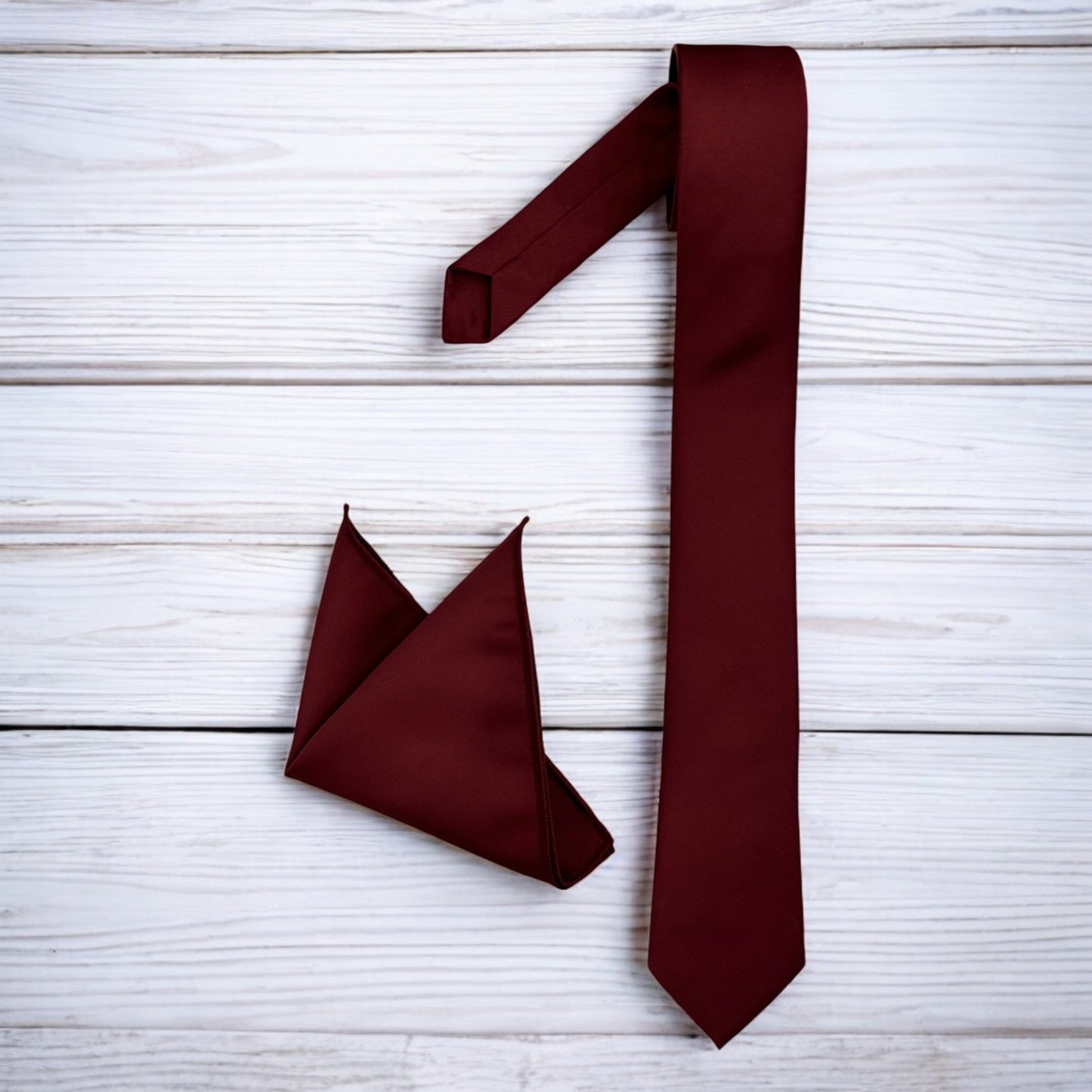 Burgundy   - Istanbul Fashion Slim Tie, Plain Satin