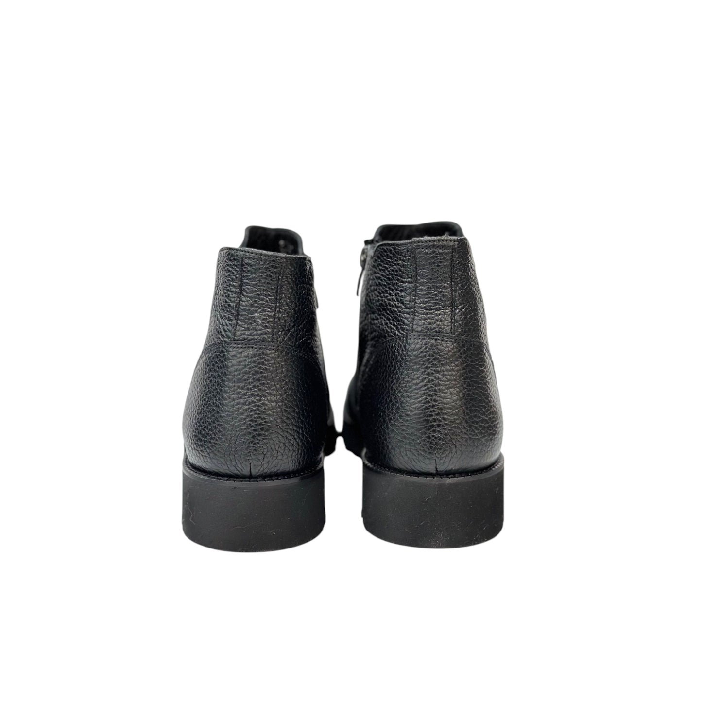 Ankle Boots - Luxury Highest Quality Black Leather-Detailed Zipper on Sides-240-B2718