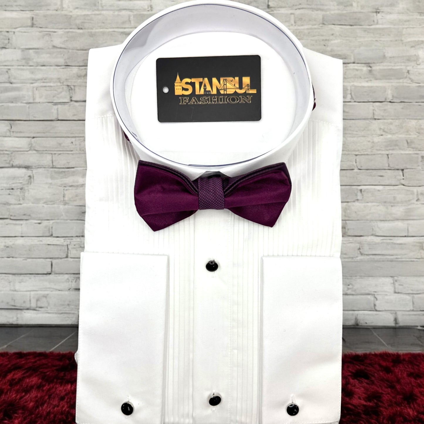 Plum Satin Tie with Adjustable Strap - Reversible