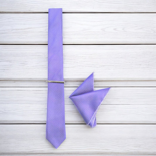 Lavender with Silver Lines - Istanbul Fashion Slim Tie, Textured Fabric