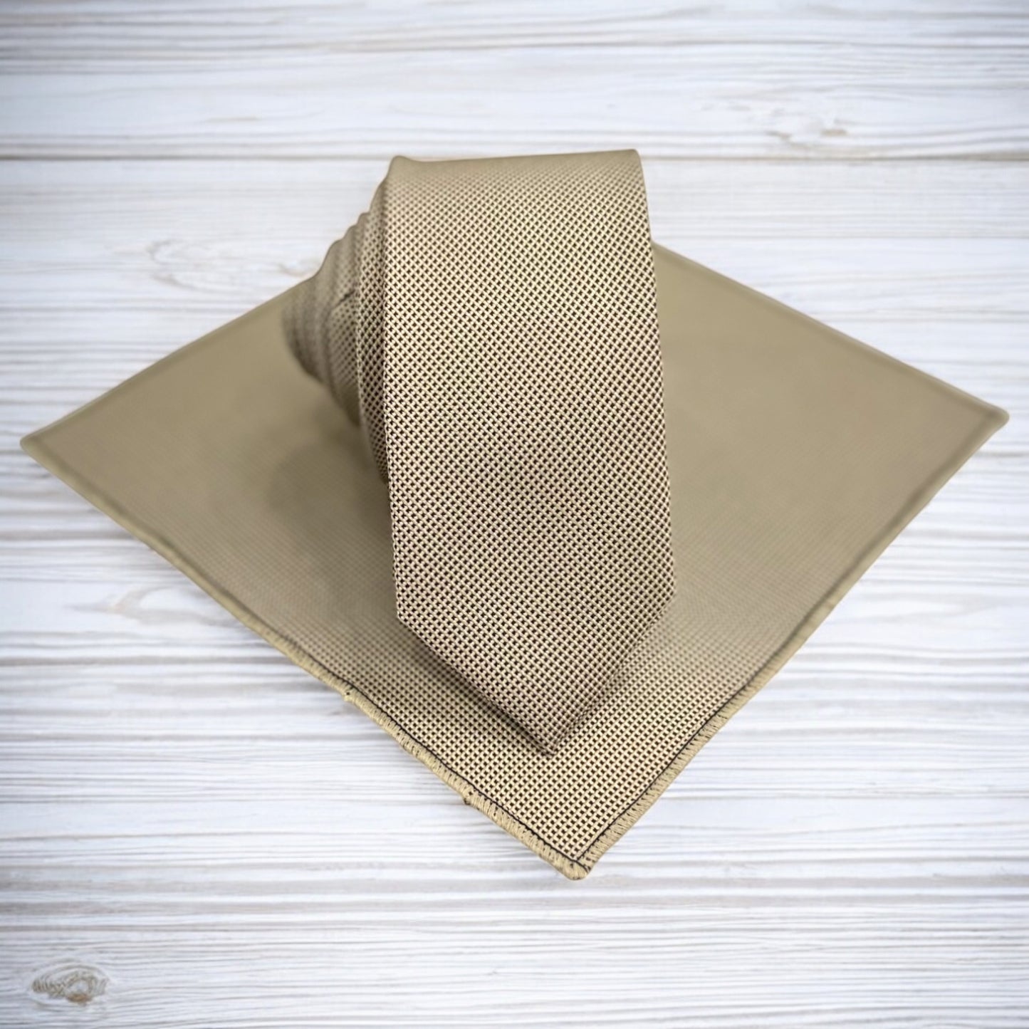 Beige with Dark Dots Istanbul Fashion Slim Tie, Textured Fabric