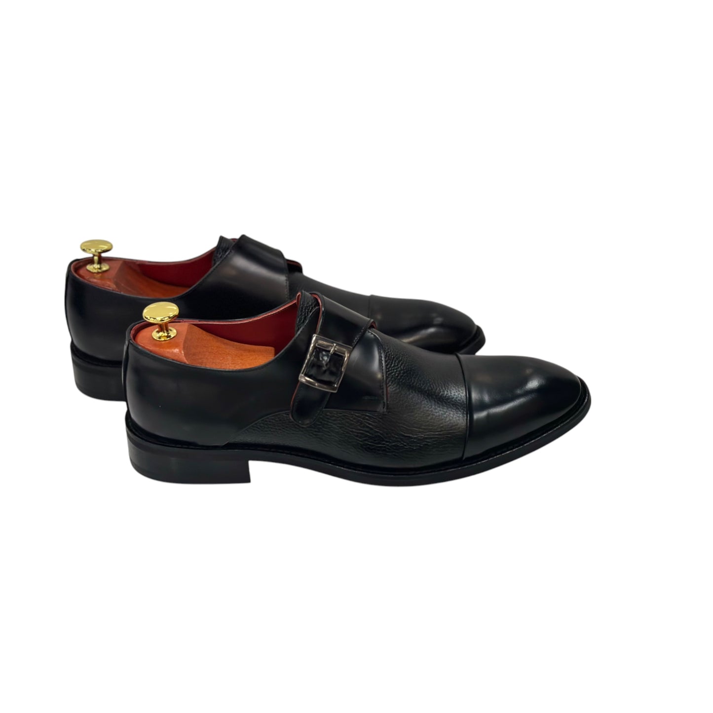 Black Istanbul Fashion by Raad Red Bottom Mat Shoes With Unique Detailed side Buckle-3052