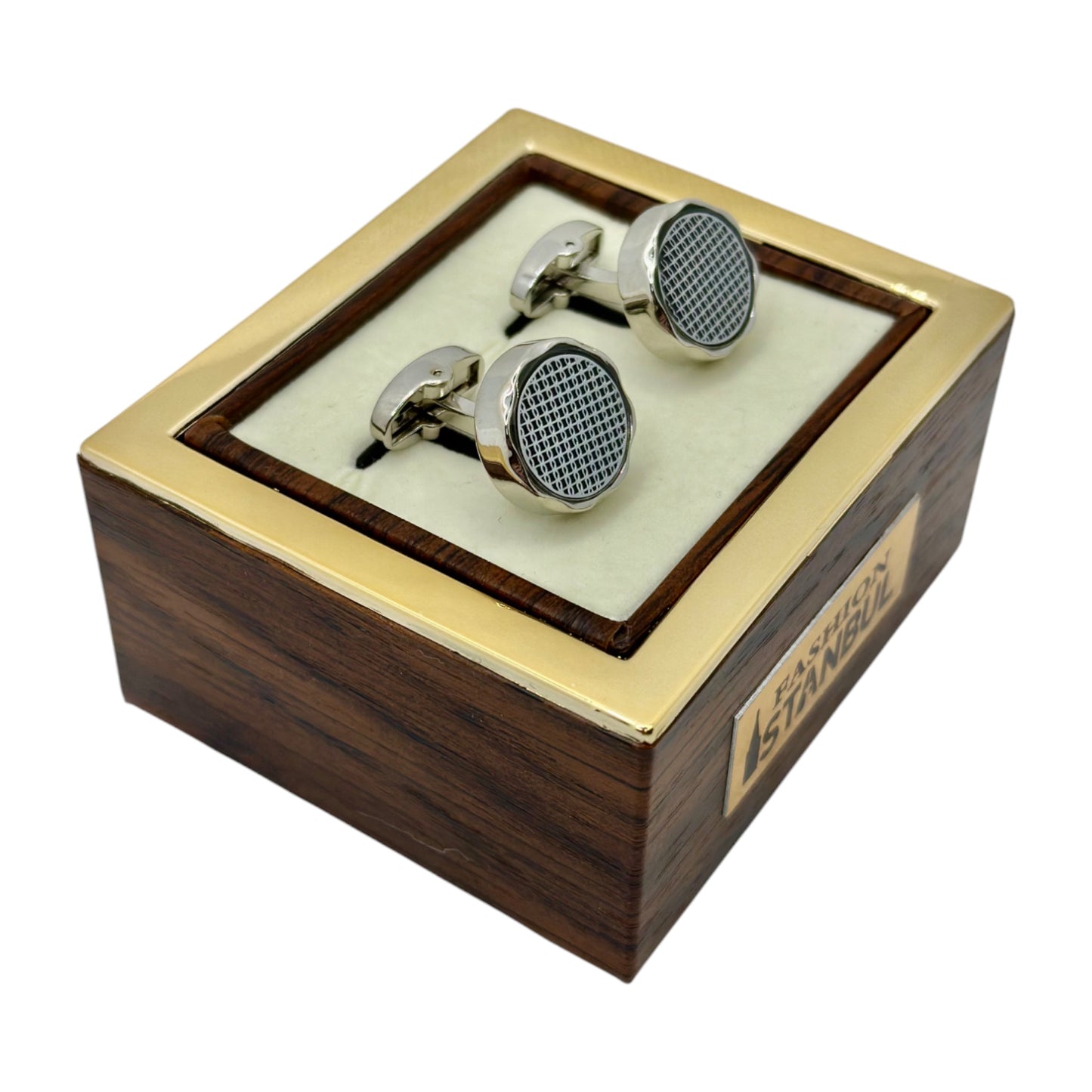 Silver Shiny Round  Round Istanbul Fashion Cufflinks  - 27