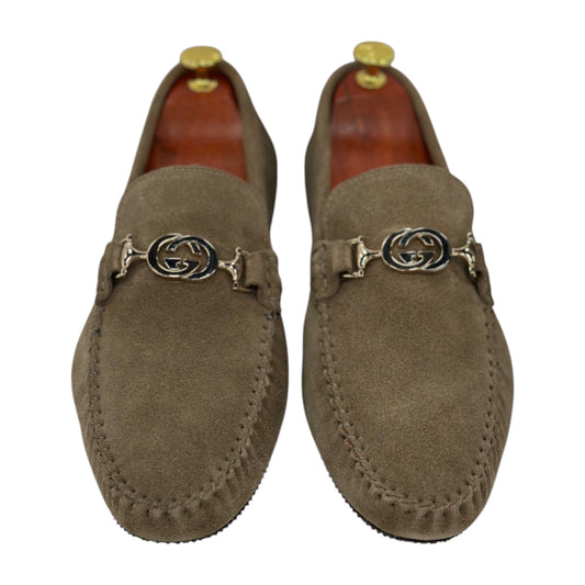 Velvet  Beige  Slip On -Rubber Bottom--Silver Finish Metal Details-134 5671