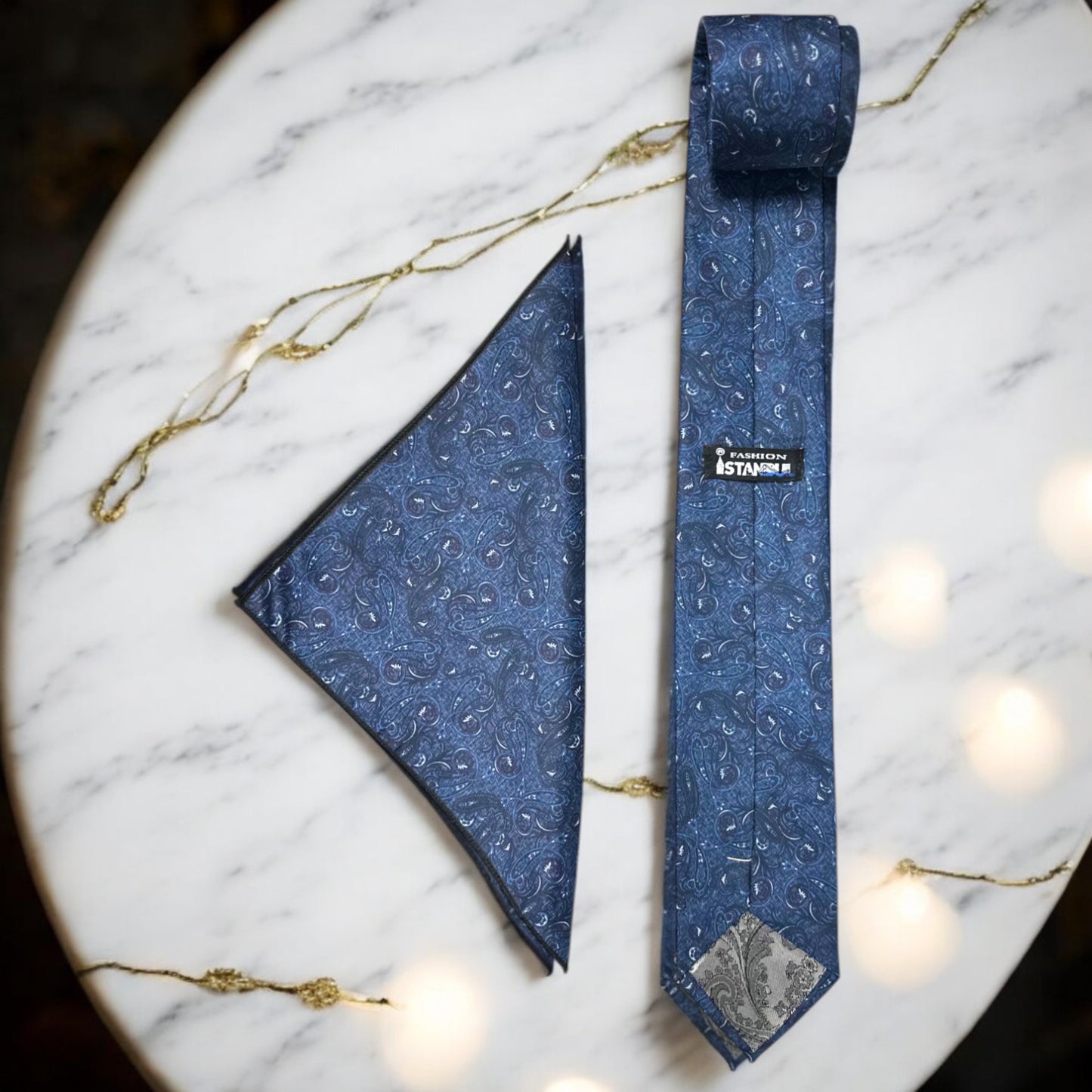 Blue Shades Circle Pattern - Istanbul Fashion Tie - Classic Wide