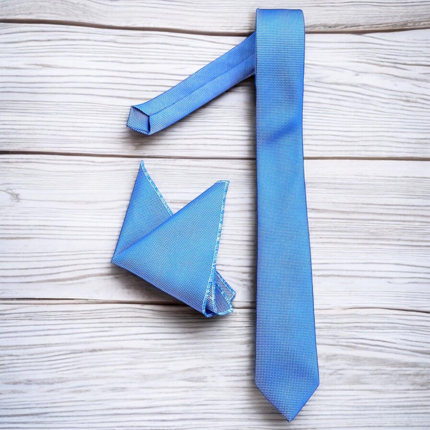 Ocean Blue Istanbul Fashion Slim Tie, Textured Fabric