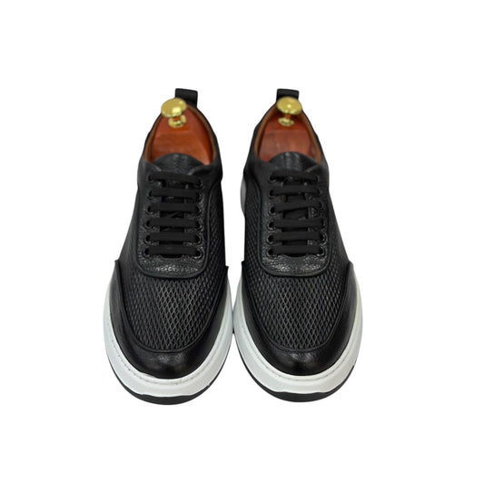 Black-White Sneakers_Shiny Finish-Black Lace-Luxury Interior and exterior Leather-165-020