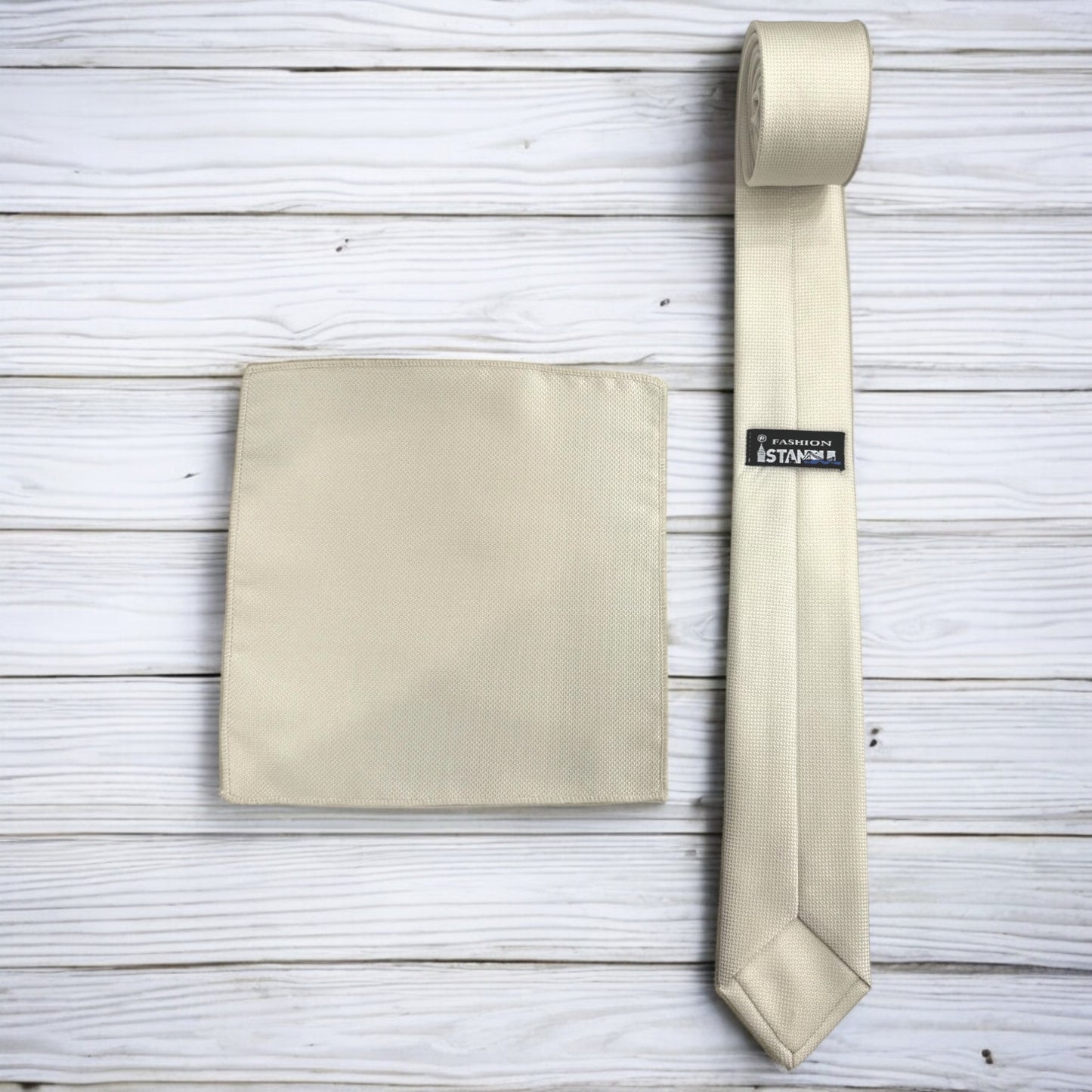 Shimmer Off White - Istanbul Fashion Slim Tie, Textured Fabric