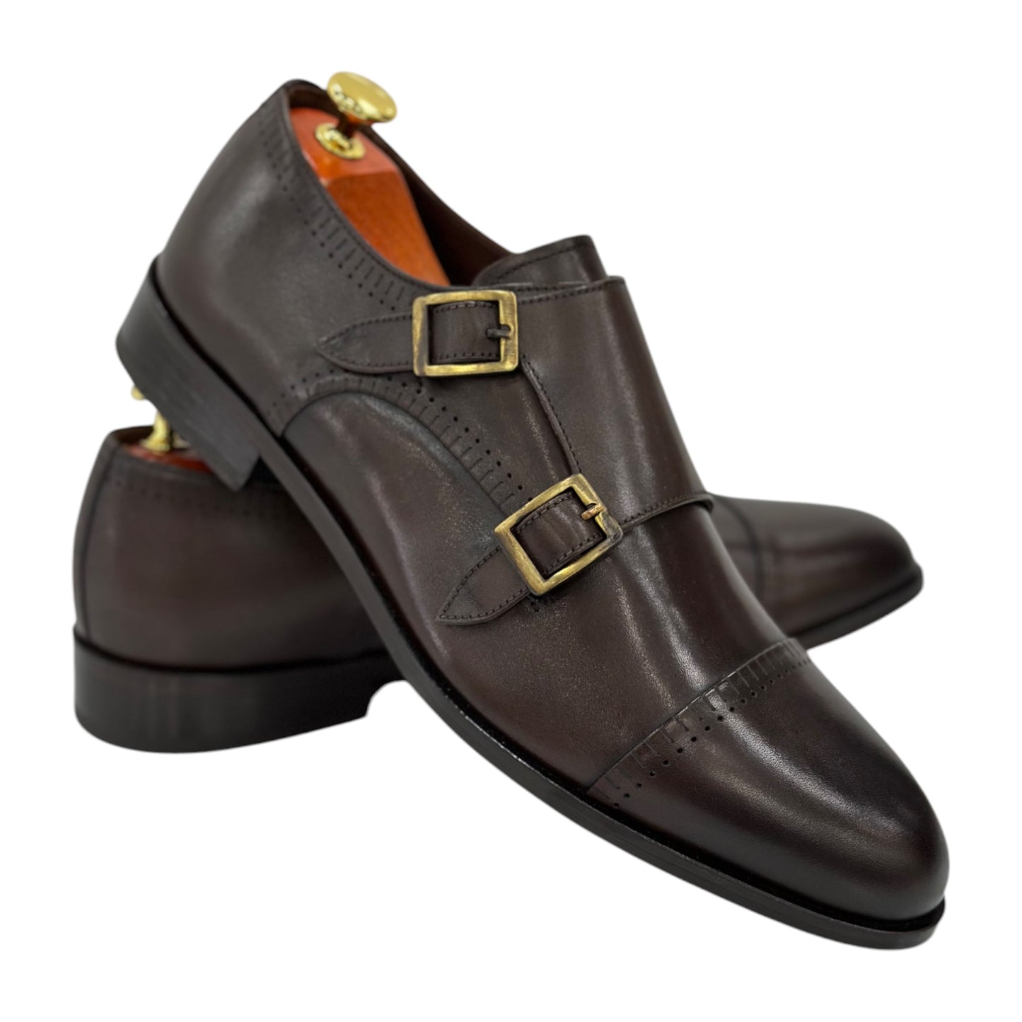 Darkest  Brown Dress Shoes with Detailed Belts on the Side Giving that Luxury Finish-74 88159