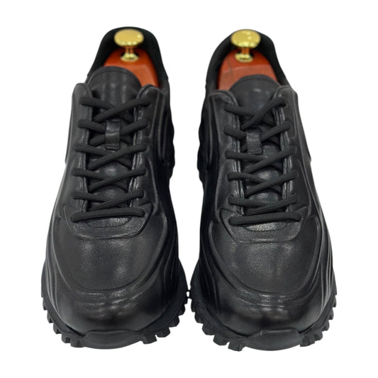 Black Leather Shoes With Black Lace- With  Side-1930