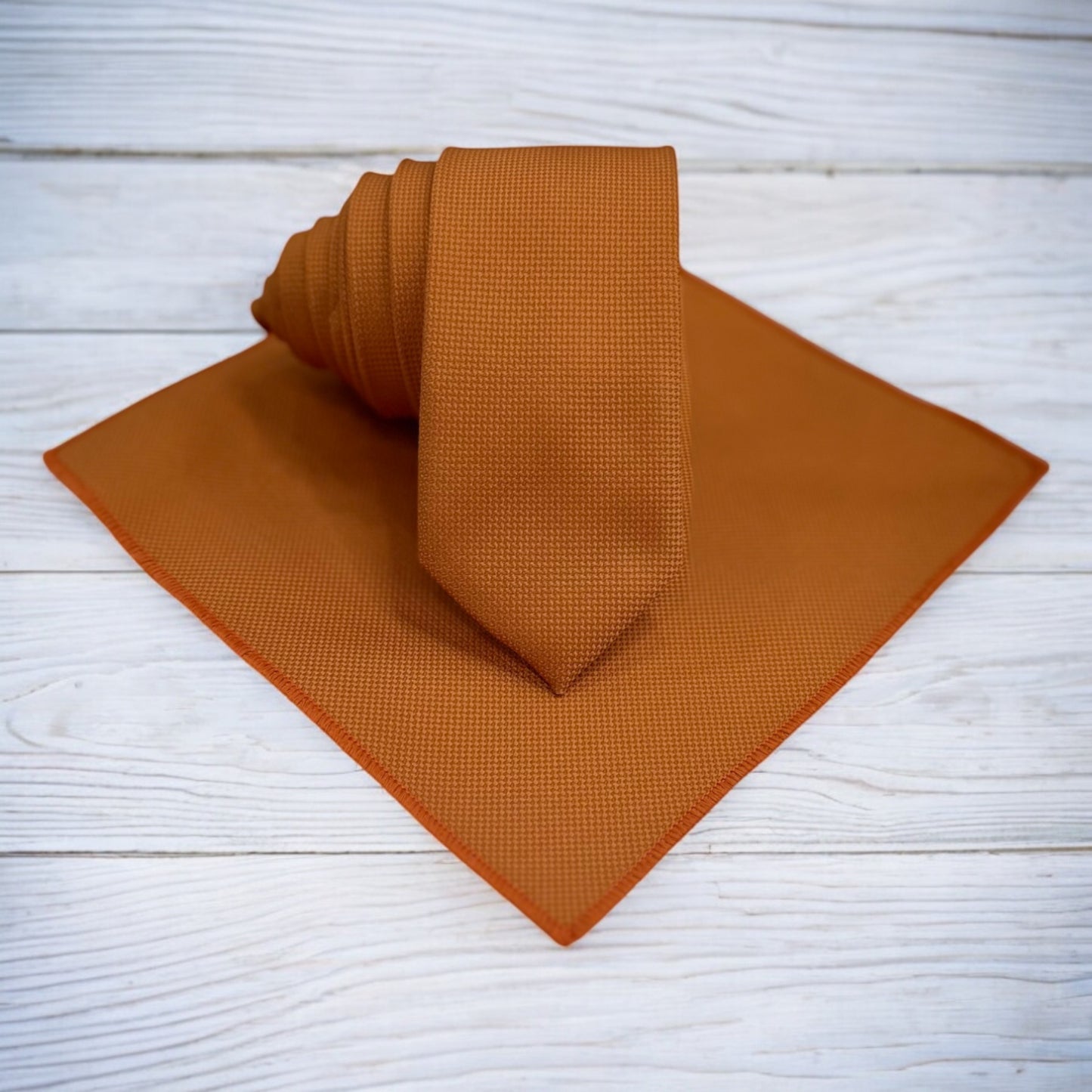 Dark Orange  - Istanbul Fashion Slim Tie, Textured Fabric