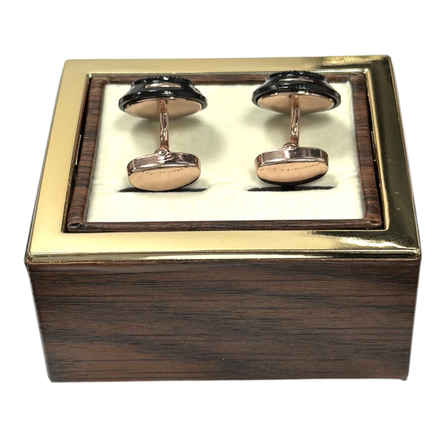 Round Black Matte and Shiny Rose Gold Finish  - Istanbul Fashion Cufflinks - 47