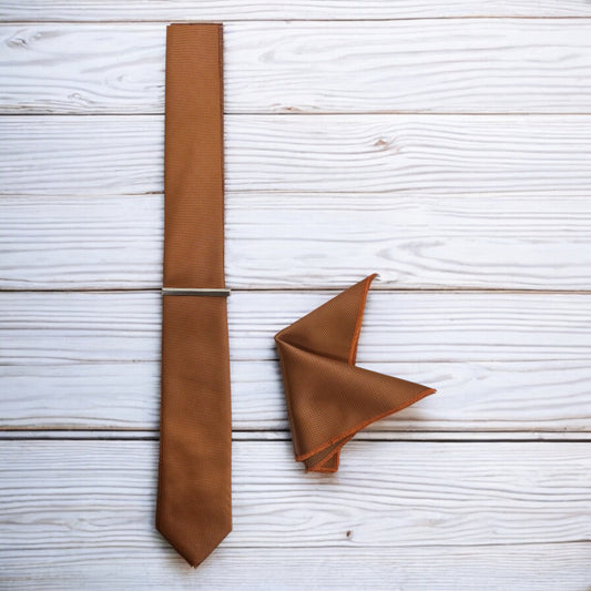 Dark Orange with Dark Lines  - Istanbul Fashion Slim Tie, Textured Fabric