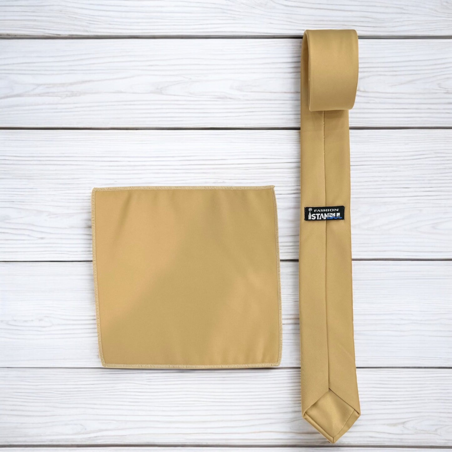Elegant Gold - Istanbul Fashion Slim Tie, Plain Satin
