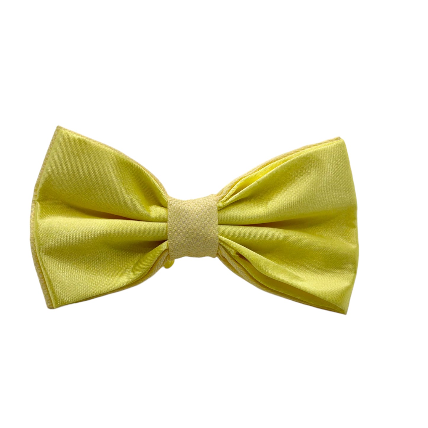 Lemon Yellow  Bow Tie with Adjustable Strap-Reversible Silky and Textured Fabric