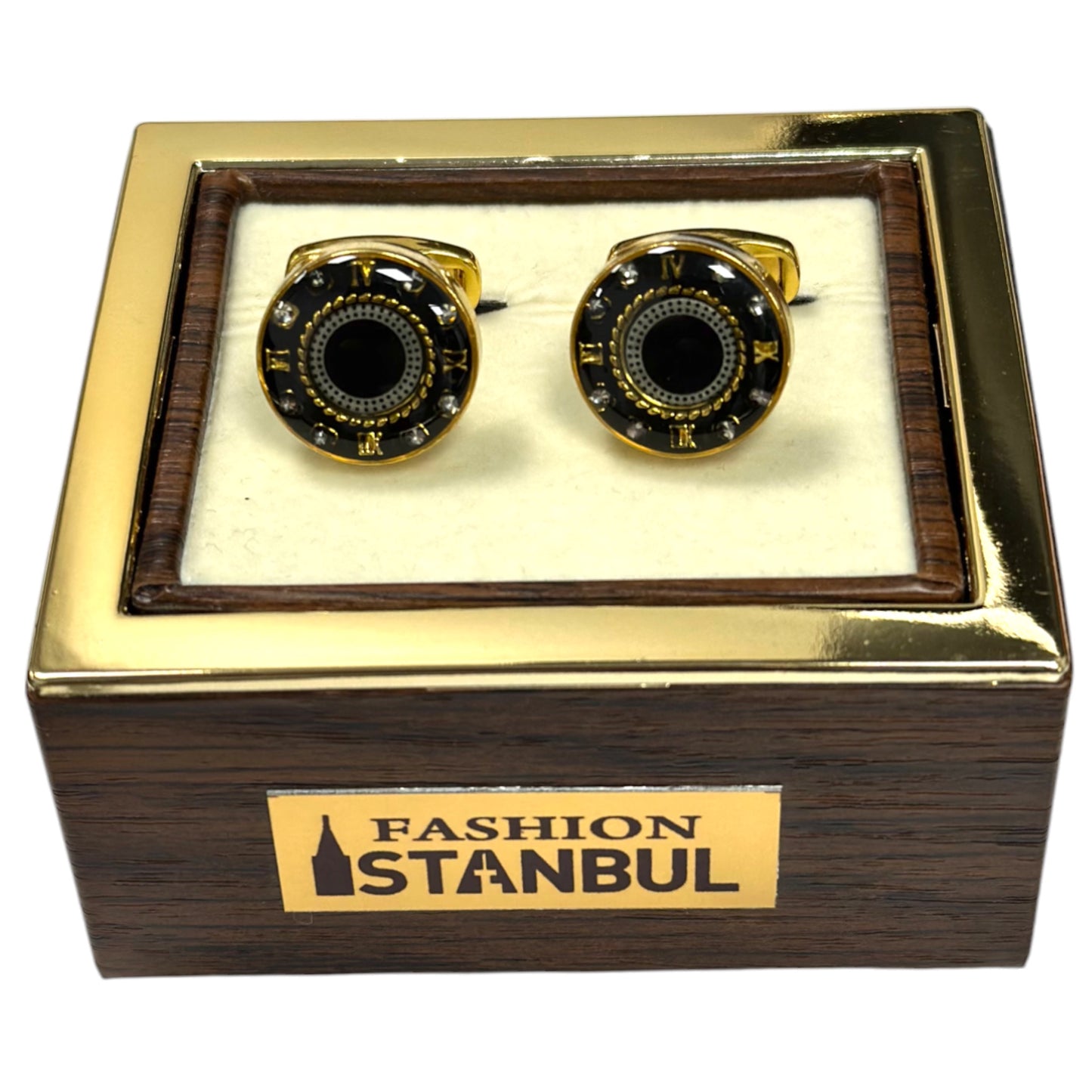Luxury Gold Details with Diamonds and Black Interior  - Istanbul Fashion Cufflinks - 43