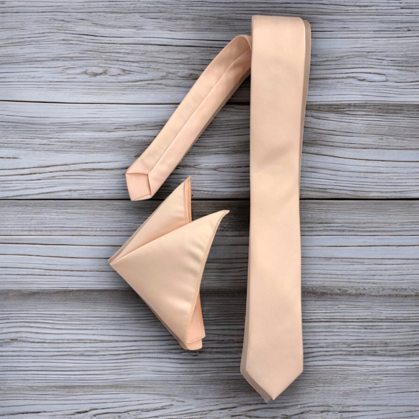 Light Peach - Istanbul Fashion Slim Tie, Plain Satin