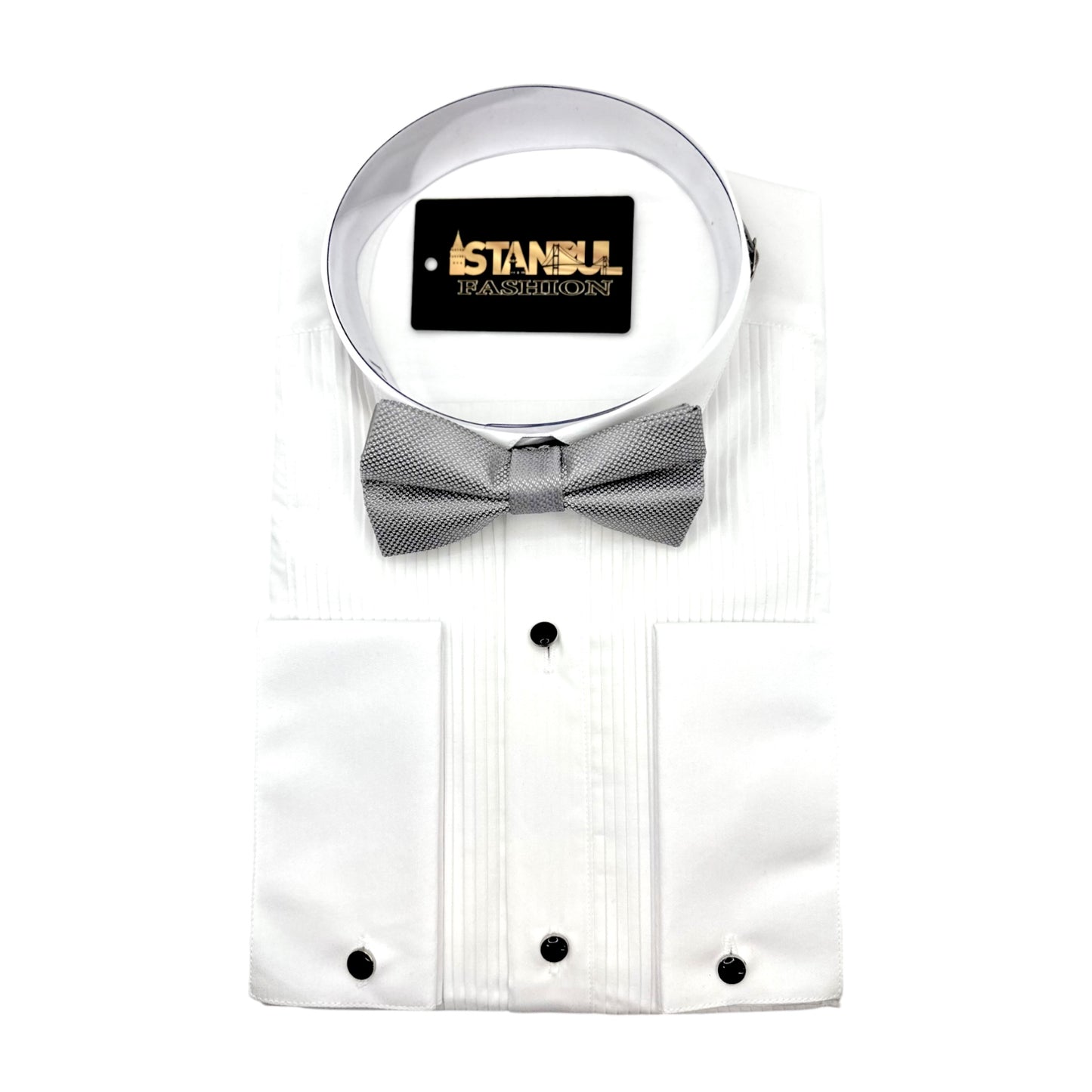 Silver Tie with Adjustable Strap-Reversible Model Silky and Textured Fabric