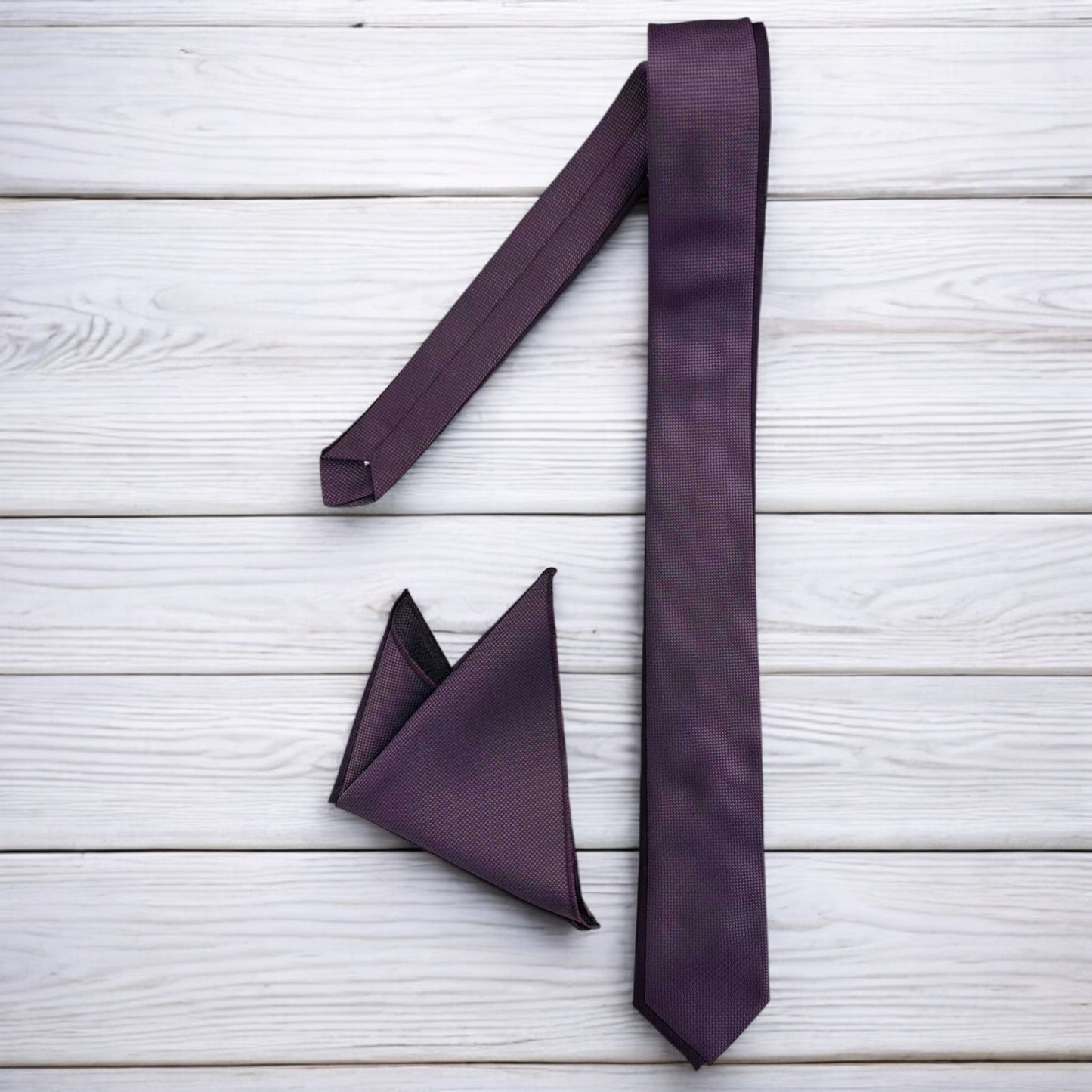 Dark Grape Purple - Istanbul Fashion Slim Tie, Textured Fabric