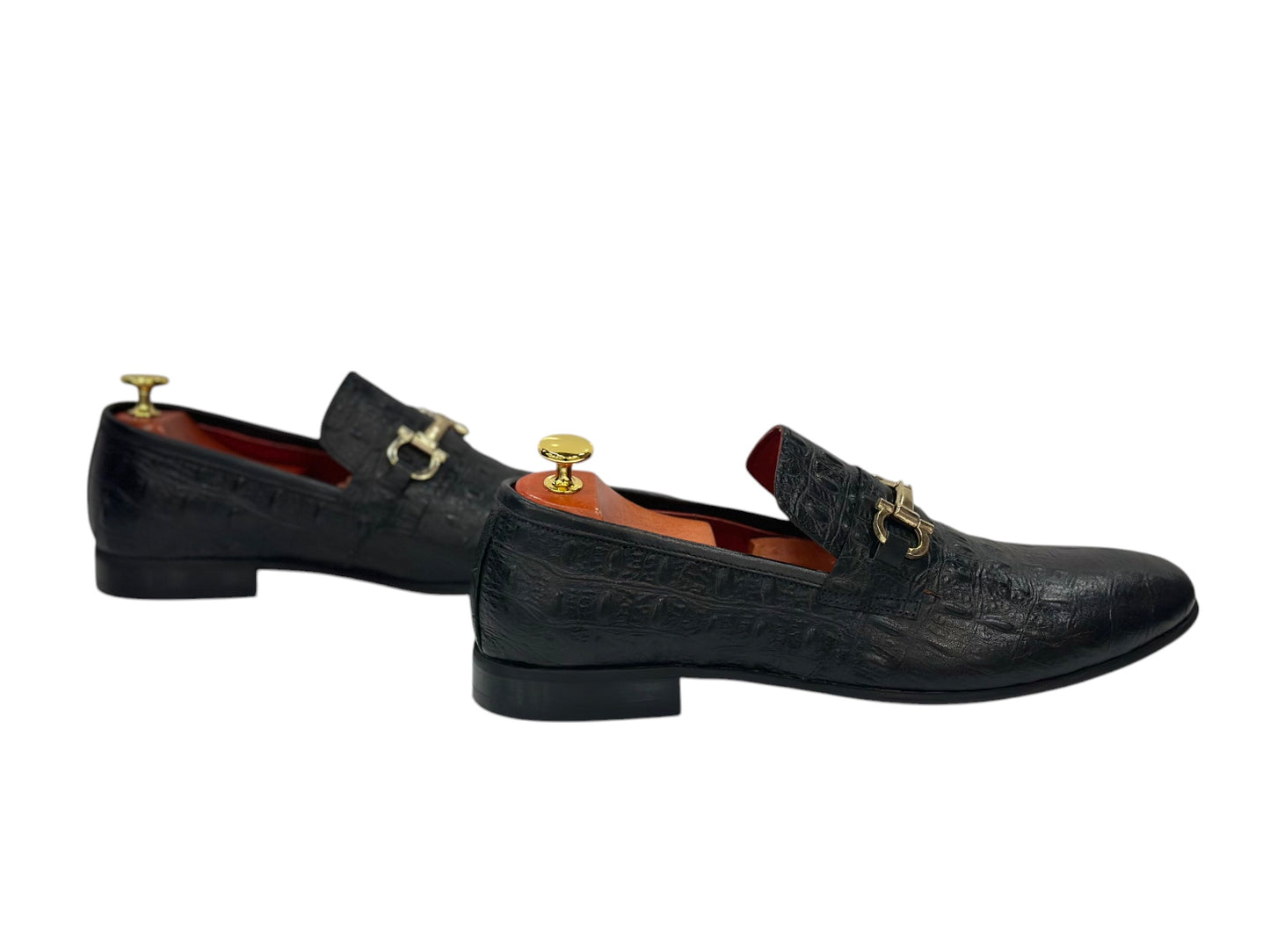 Black Istanbul Fashion by Raad Red Bottom Shoes With Gold Buckle-997