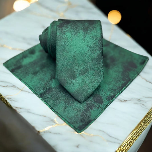 Green and Black Cloudy Pattern  -Istanbul Fashion Tie - Classic Wide