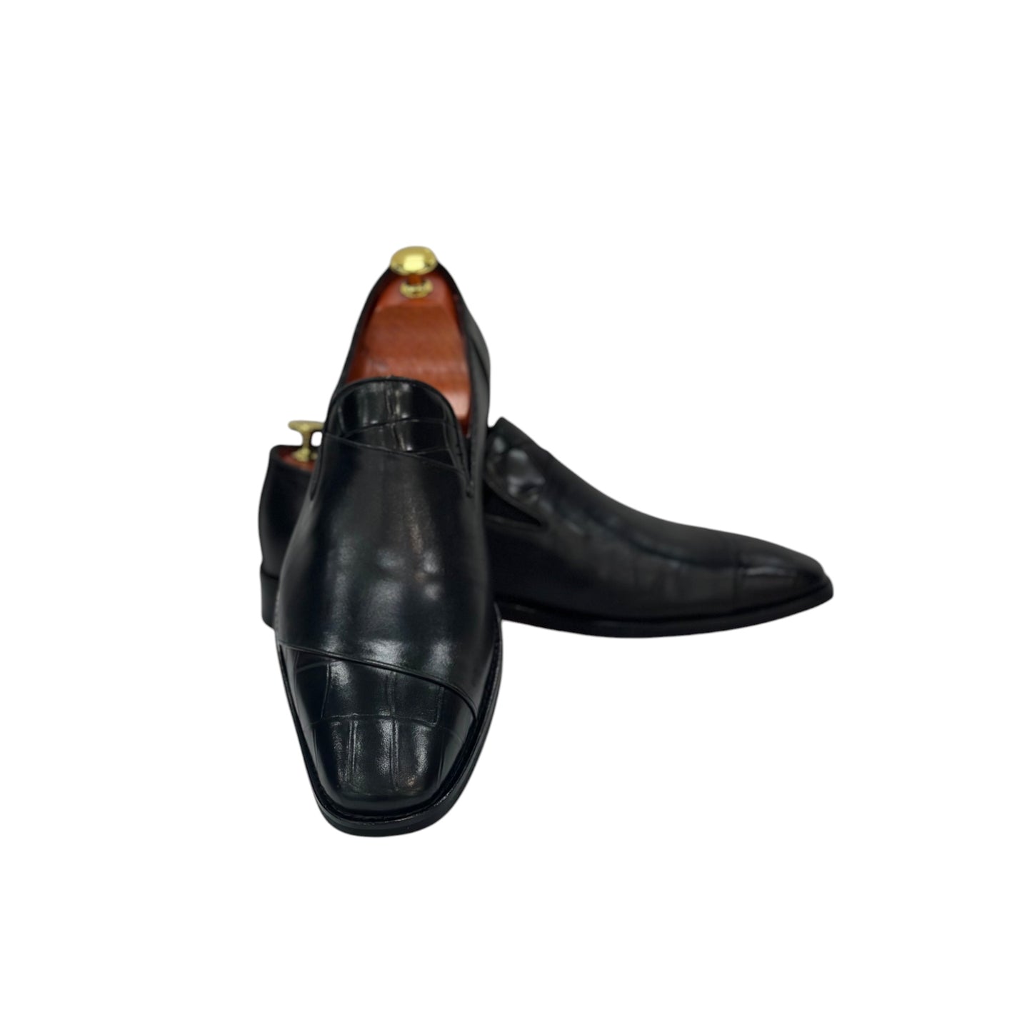Black Istanbul Fashion by Raad Red Bottom Shoes With Two  tone texture-514