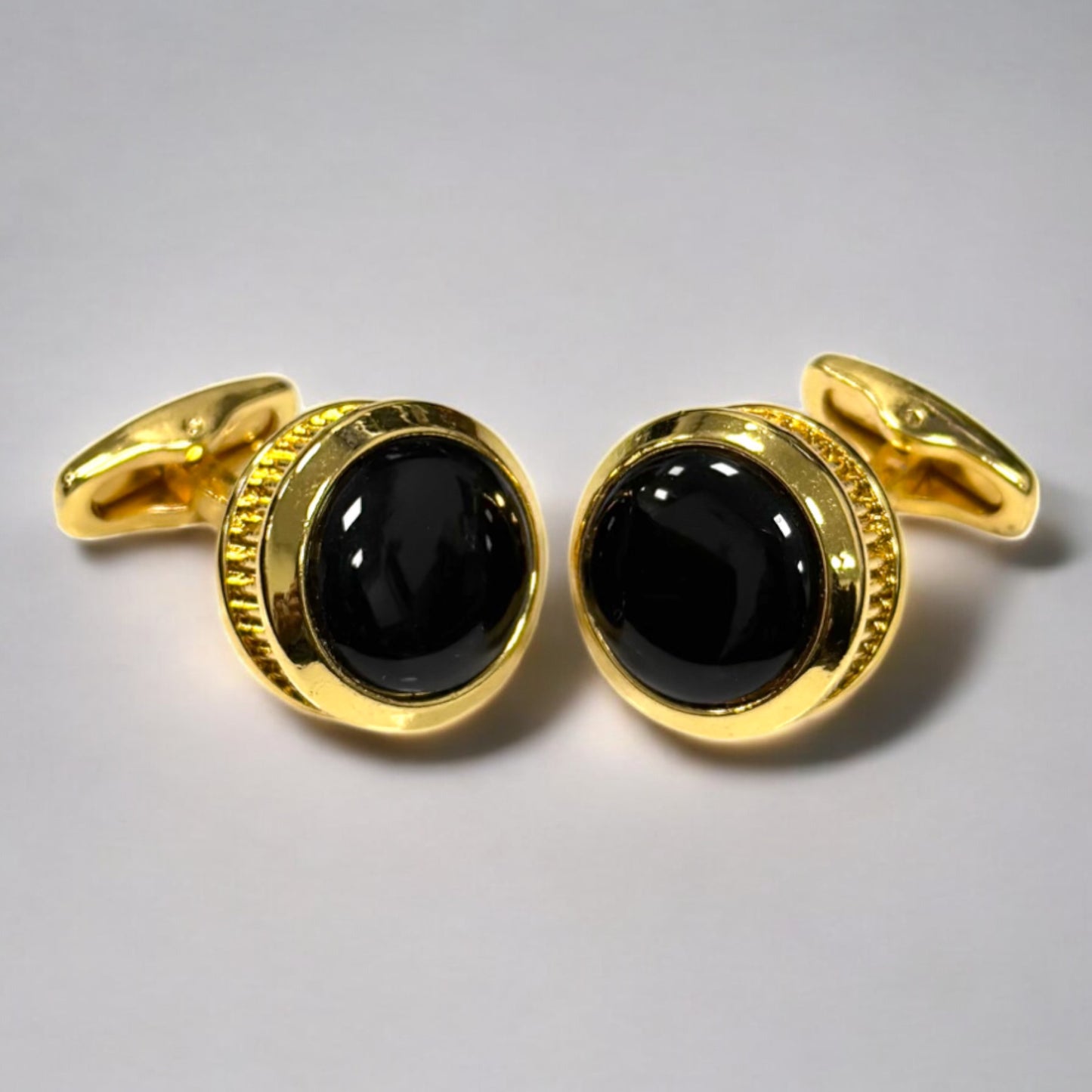 Elegant Round Gold with Black Interior  - Istanbul Fashion Cufflinks - 75