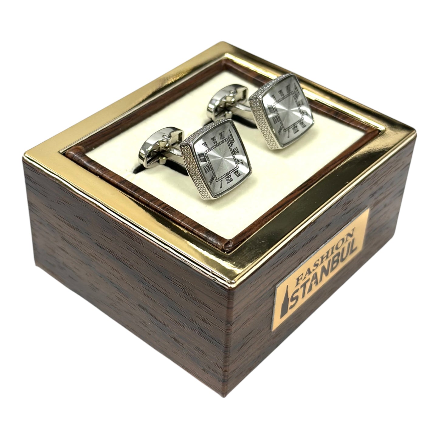 Squared Silver Contrast  - Istanbul Fashion Cufflinks -59