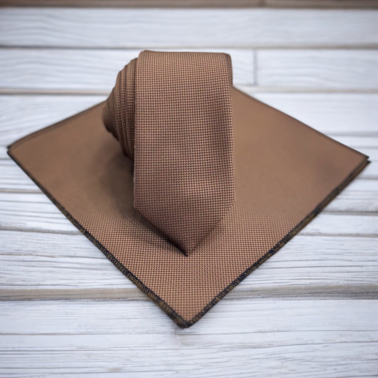 Light and Dark Brown Combination - Istanbul Fashion Slim Tie, Textured Fabric