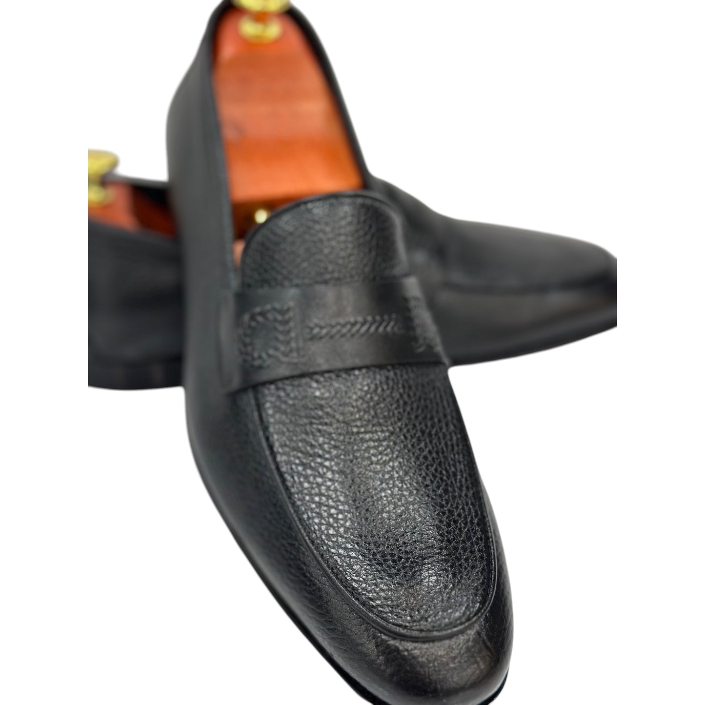 Elegant Black Detailed Leather dress Shoes-Matt Finish Details-296-4990
