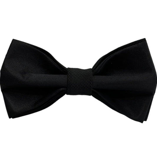 Blackest Black Satin Tie with Adjustable Strap - Reversible