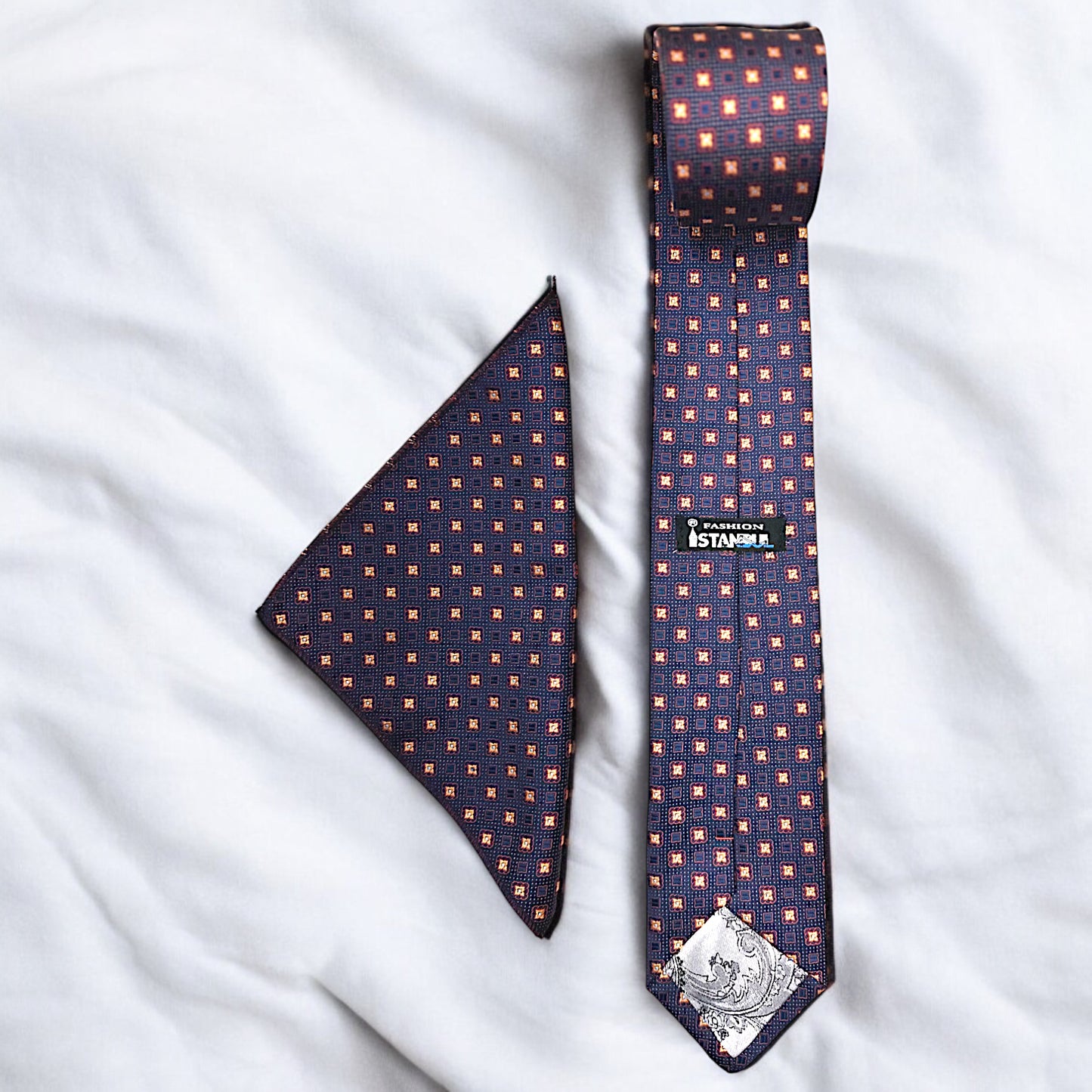 Plaided with Burgundy and Navy -Istanbul Fashion Tie - Classic Wide