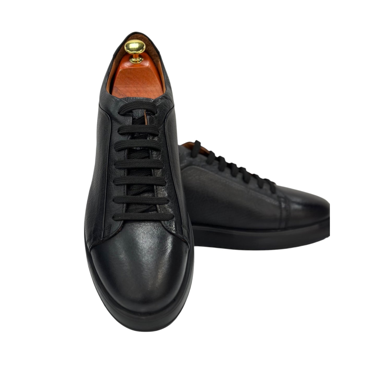 Black Sneakers - Unique Leather- with Brown Thread Details -210 4318