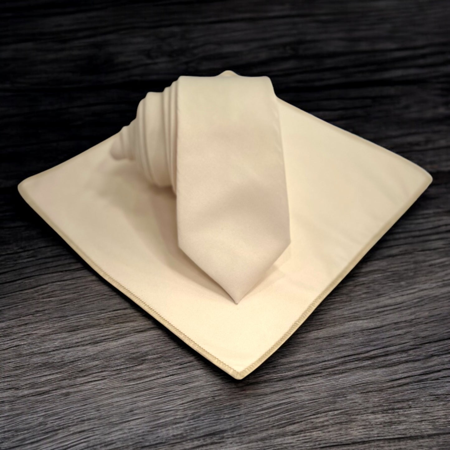 Creamy White  - Istanbul Fashion Slim Tie, Plain Satin