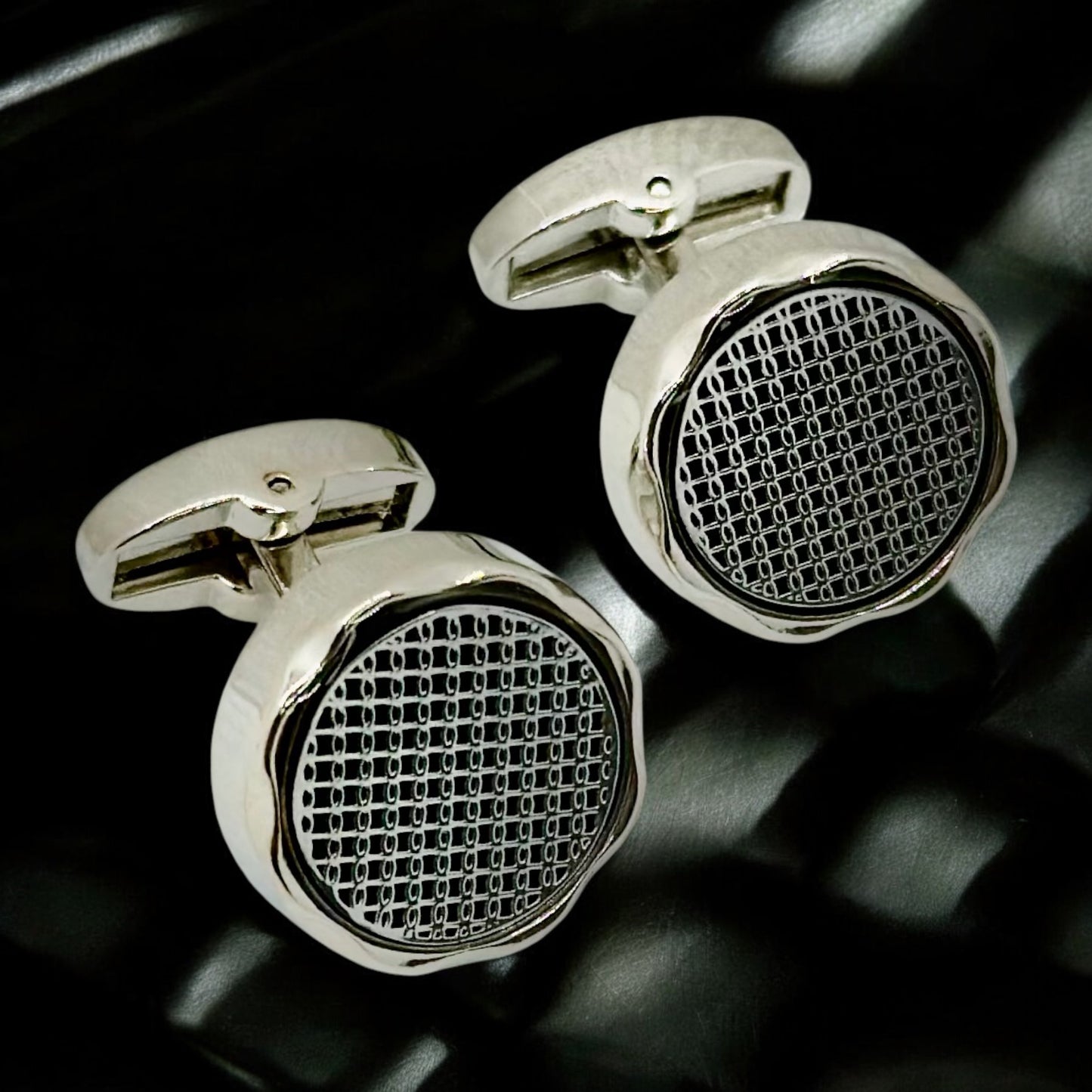 Silver Shiny Round  Round Istanbul Fashion Cufflinks  - 27