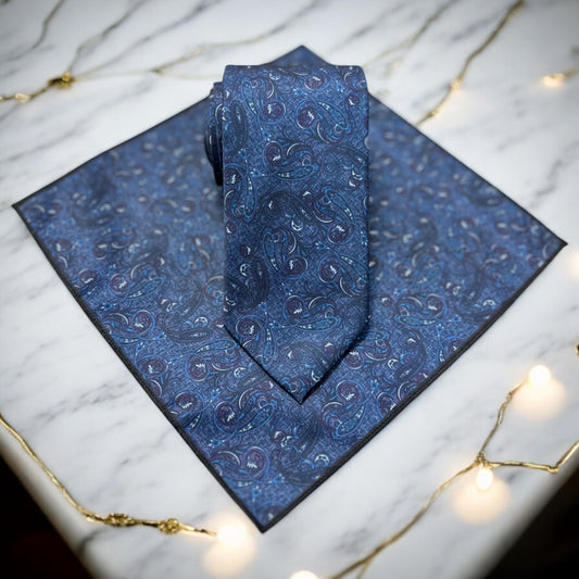 Blue Shades Circle Pattern - Istanbul Fashion Tie - Classic Wide