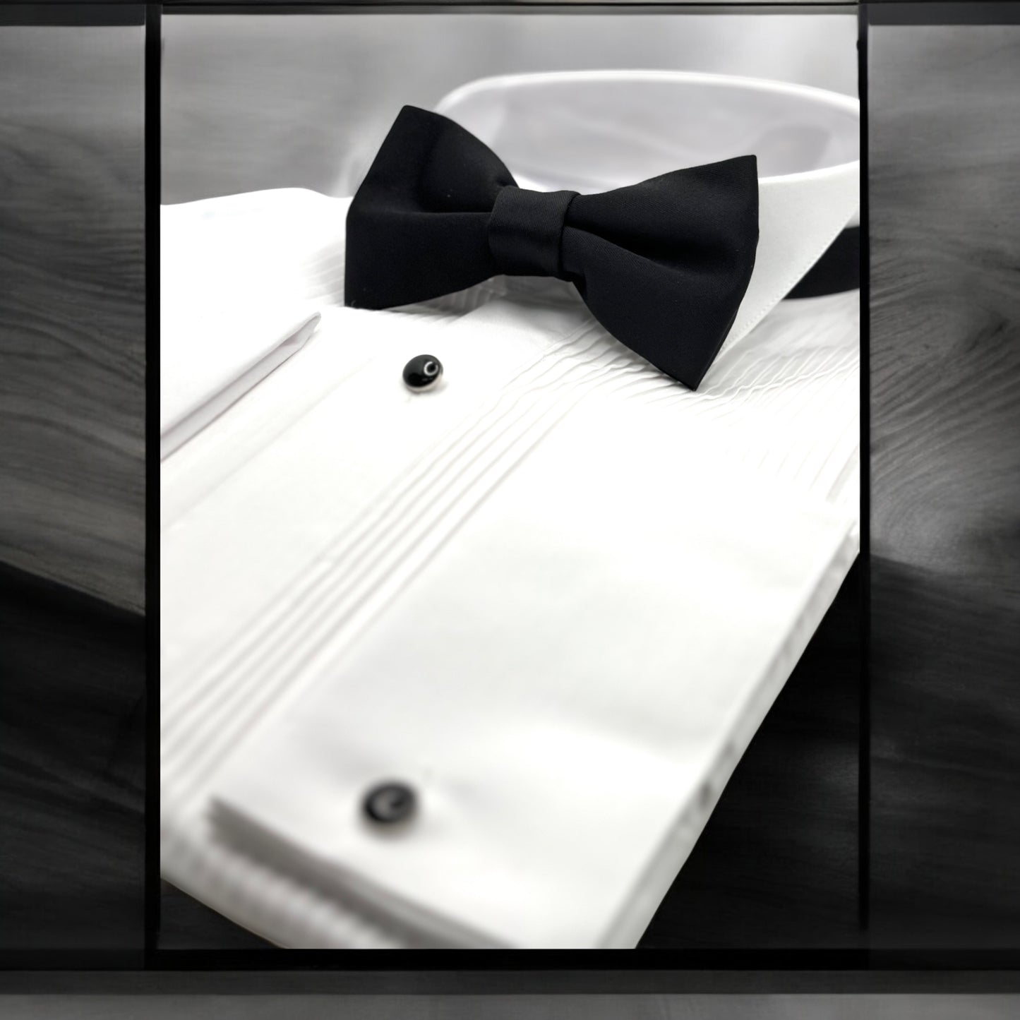 Black Bow Tie with Adjustable Strap-Reversible  Mat Fabric