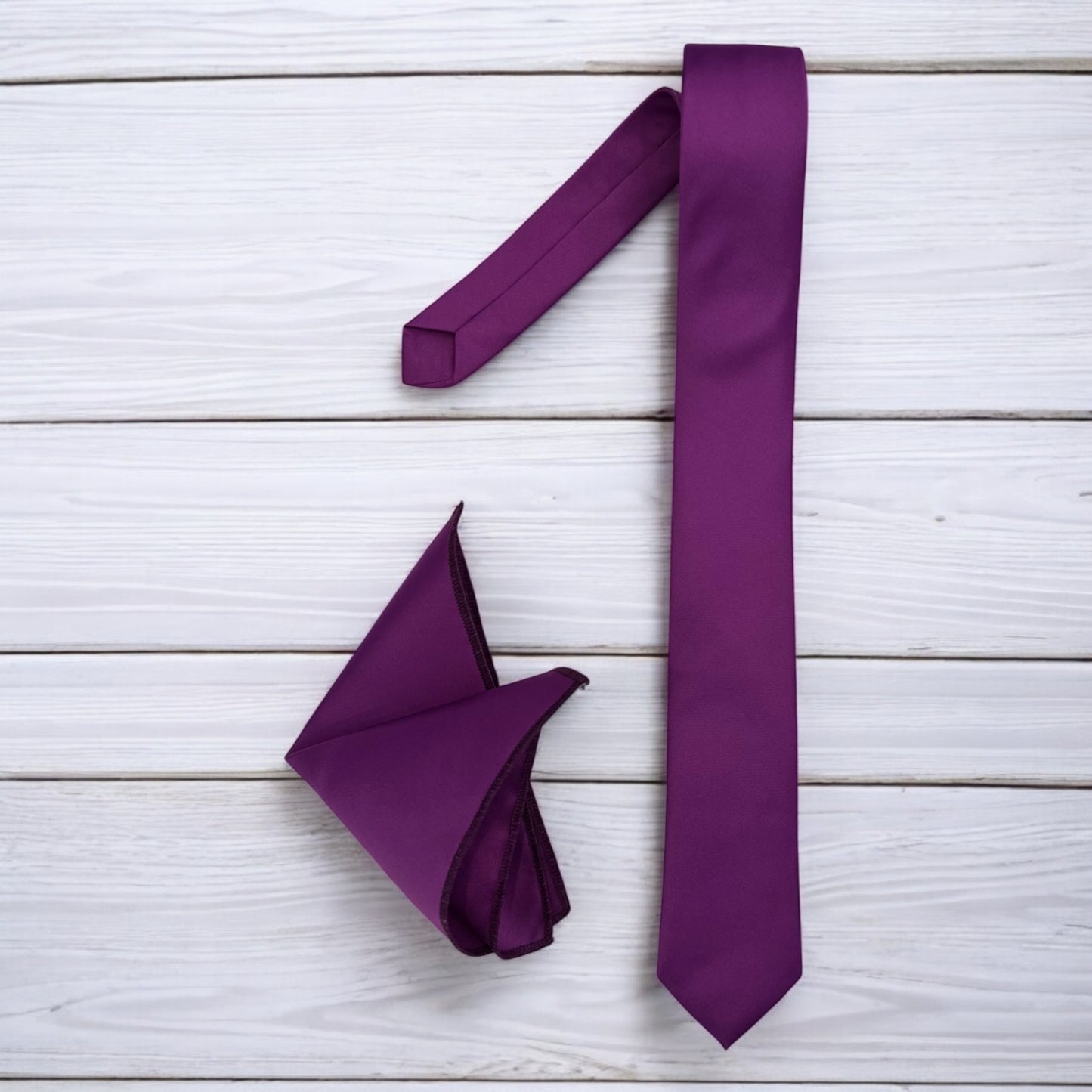 Daisy Purple  - Istanbul Fashion Slim Tie, Plain Satin