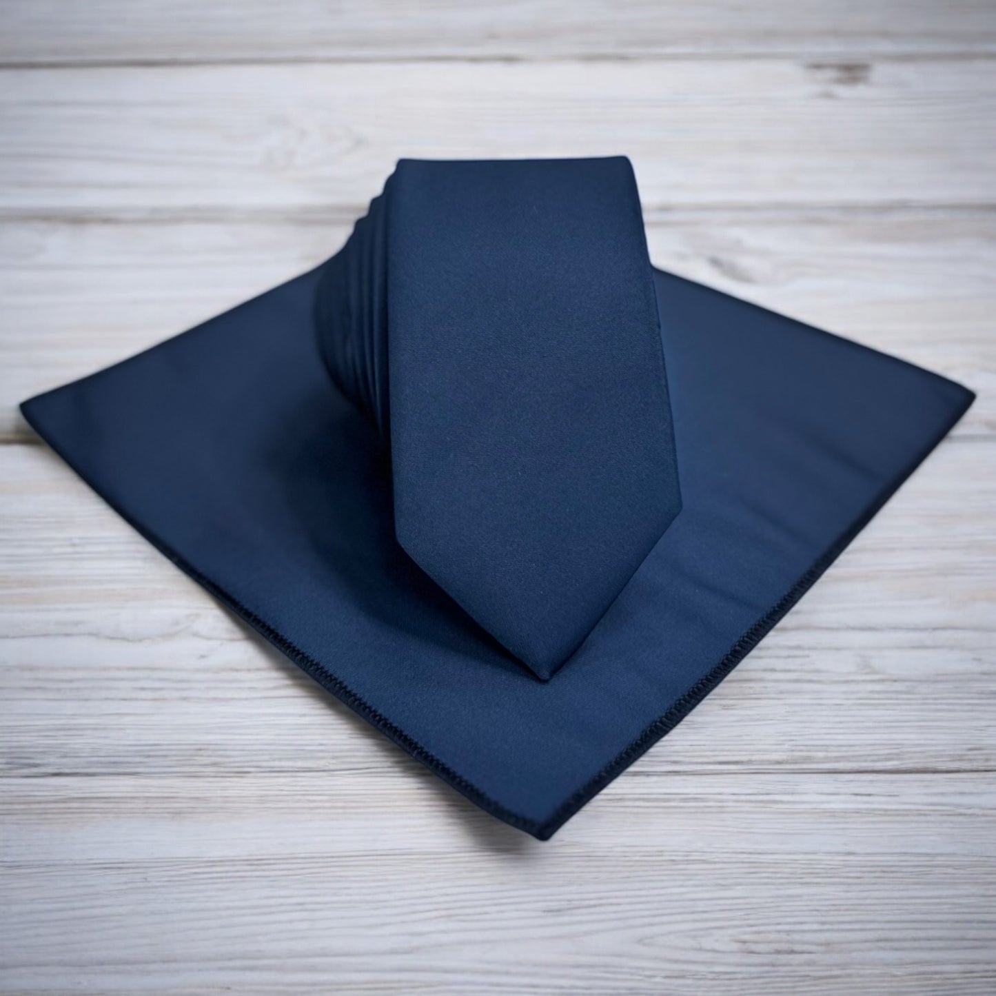 Royal Navy Blue - Istanbul Fashion Slim Tie, Plain Satin