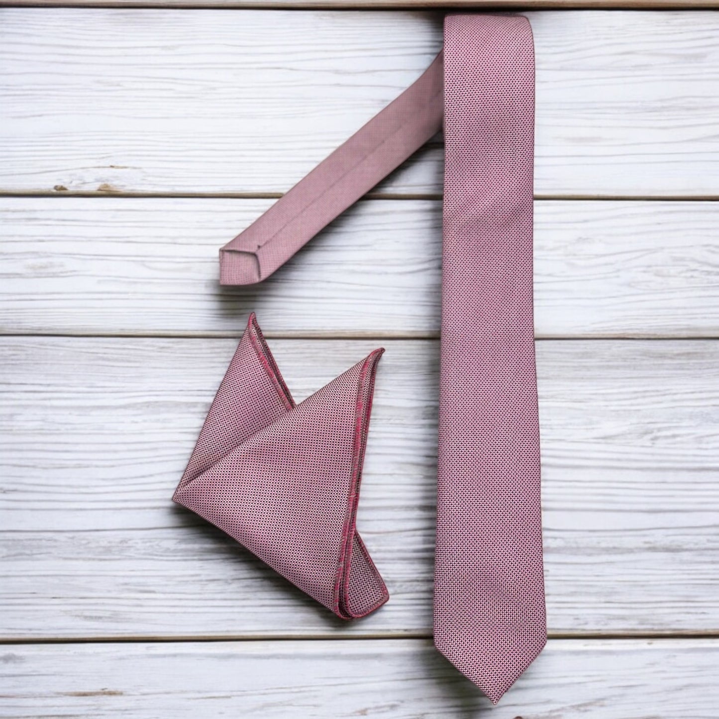 Light and Dark Reddish Pink - Istanbul Fashion Slim Tie, Textured Fabric
