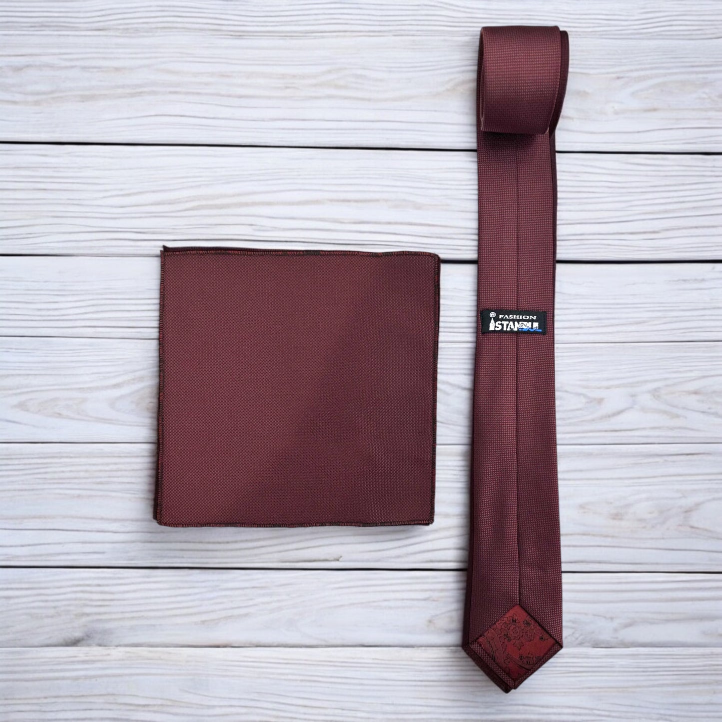 Dark Burgundy  - Istanbul Fashion Slim Tie, Textured Fabric