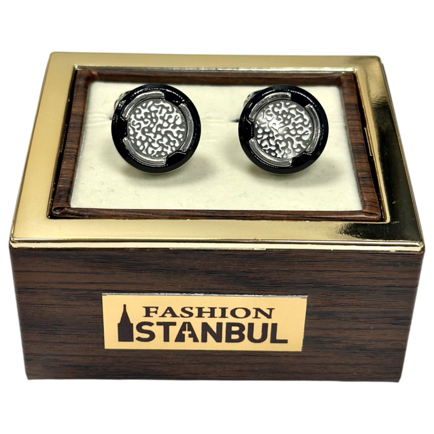 Elegant Combination of Black and Silver Round  Istanbul Fashion Cufflinks  35