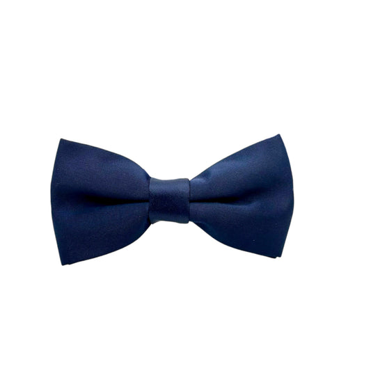 Navy  Bow Tie with Adjustable Strap-Reversible  Mat Fabric