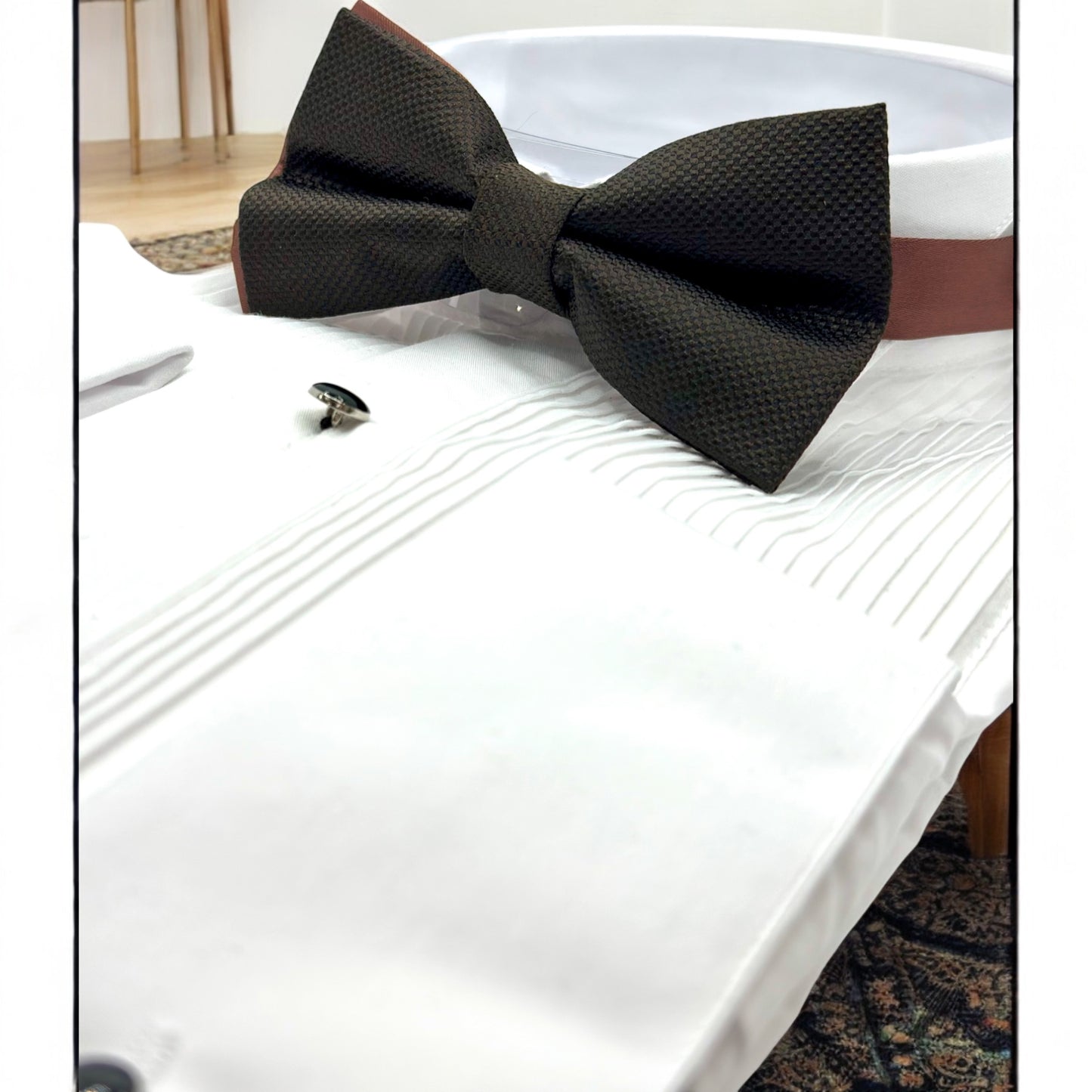 Contrasted Darkest Brown and Light Brown Tie with Adjustable Strap -Reversible