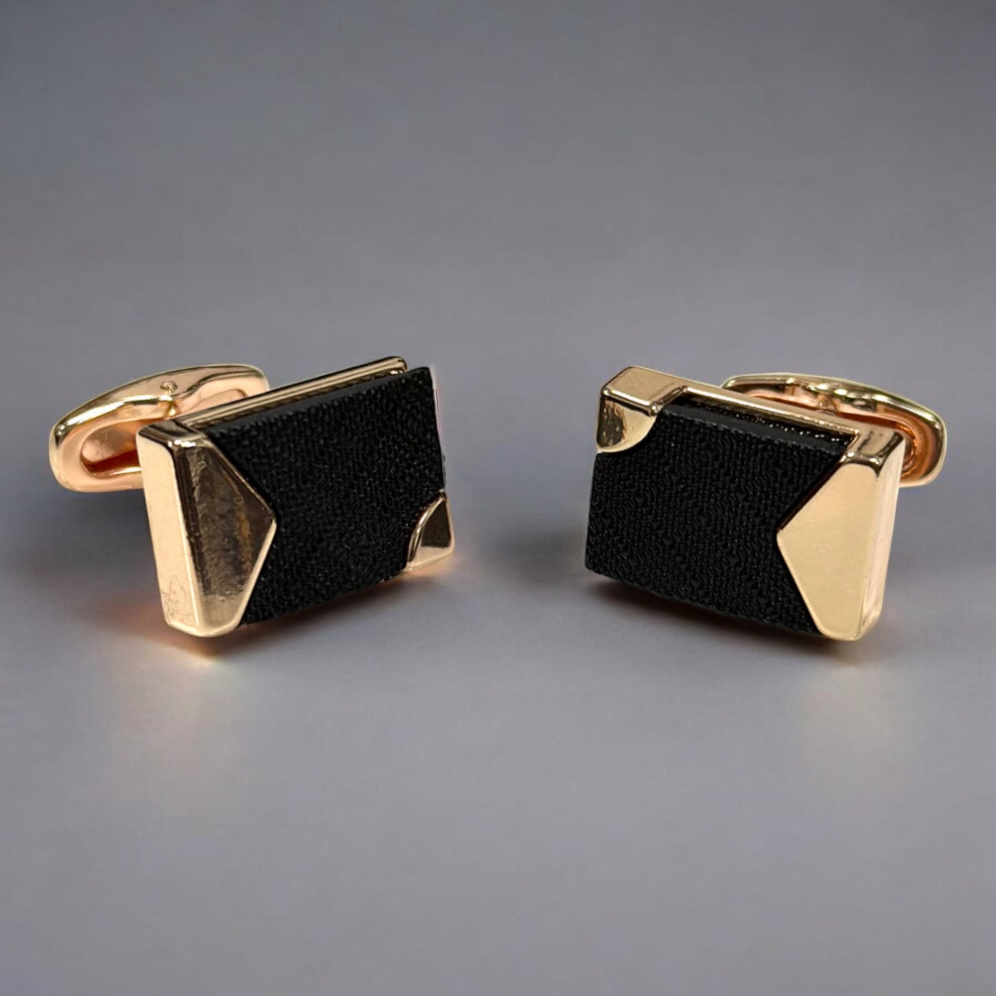 Stylish Rectangular Rose Gold  Detailed with Black - Istanbul Fashion Cufflinks - 74