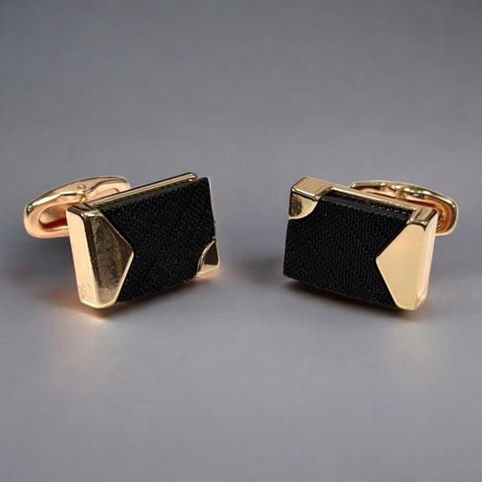 Stylish Rectangular Rose Gold  Detailed with Black - Istanbul Fashion Cufflinks - 74
